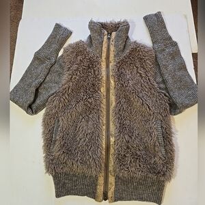 Share Spirit Faux Fur Knit Sweater/Jacket with Zipper Size 36 Made In Japan